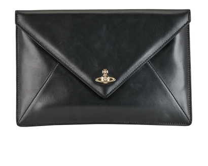 Envelope Clutch, &pound;90, Handbags, Black, Leather, Front view